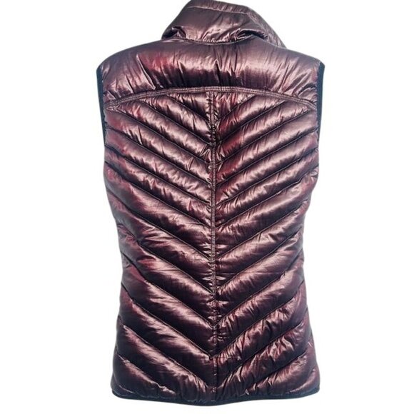 Calvin Klein Metallic Puffer Asymmetrical Zip Chevron Quilted Design Vest  XS - Picture 5 of 9